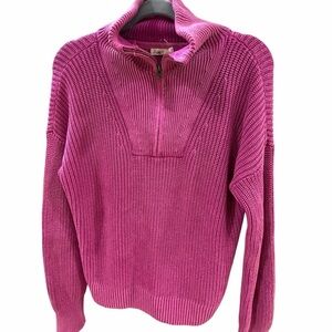 Faherty Sunwasg Mariner Organic cotton Quarter Zip Pink Small